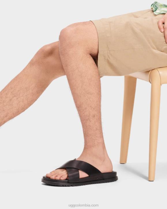 tobogán cuero negro hombres UGG 4VBT2302