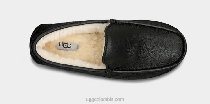 zapatilla de cuero ascot negro hombres UGG 4VBT1539