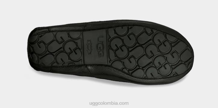 zapatilla de cuero ascot negro hombres UGG 4VBT1539
