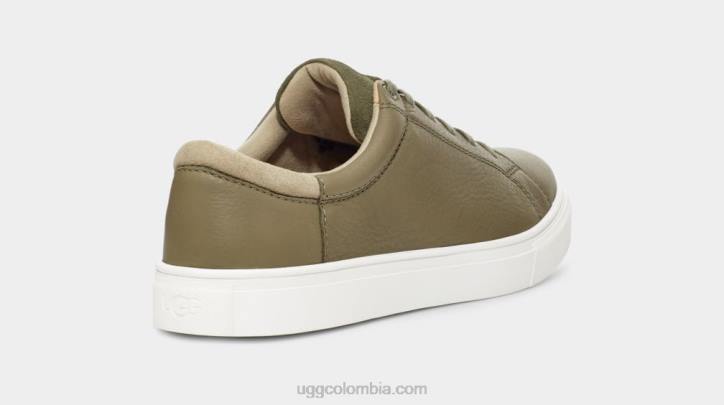tiempo bajo baysider cuero verde musgo hombres UGG 4VBT1563
