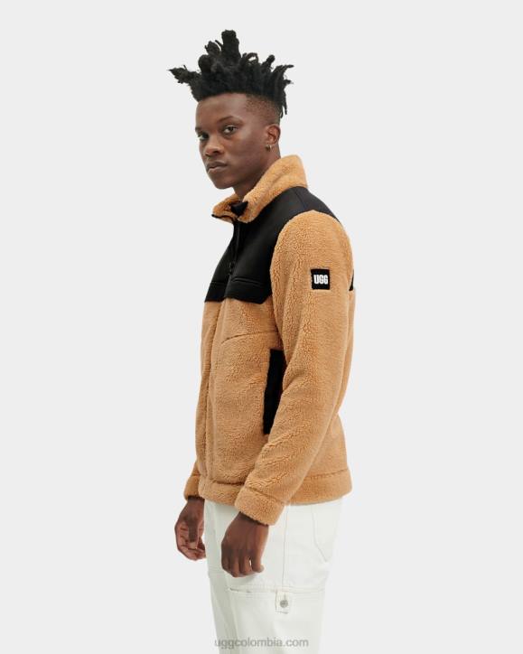 chamarra sherpa bloqueada de seth miso/alquitrán hombres UGG 4VBT1863