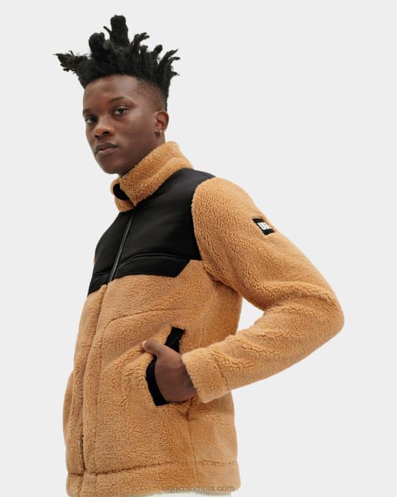 chamarra sherpa bloqueada de seth miso/alquitrán hombres UGG 4VBT1863