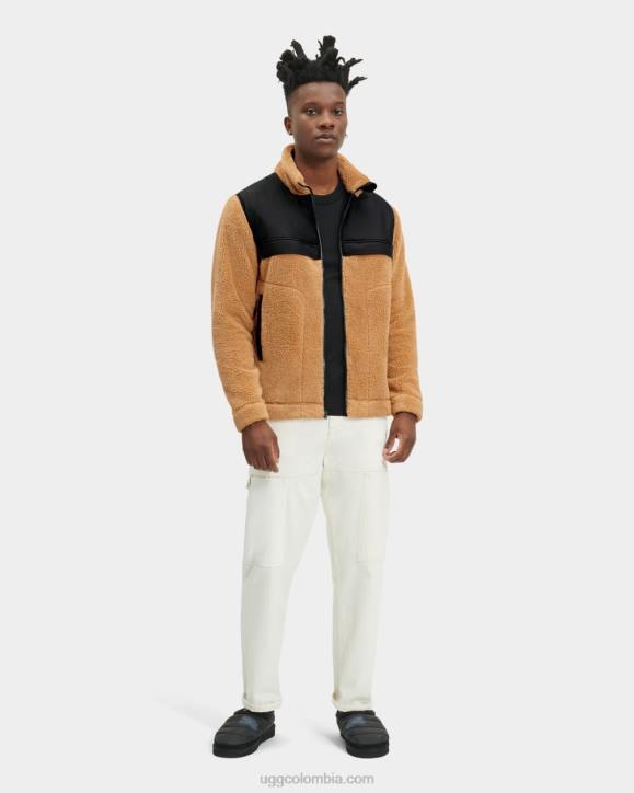 chamarra sherpa bloqueada de seth miso/alquitrán hombres UGG 4VBT1863