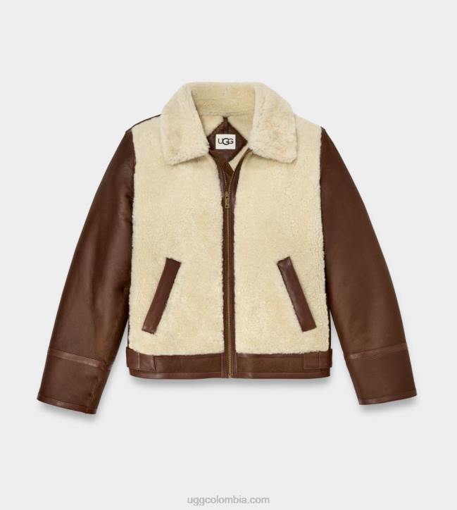 chaqueta kaz de piel de cordero castaño oscuro hombres UGG 4VBT274