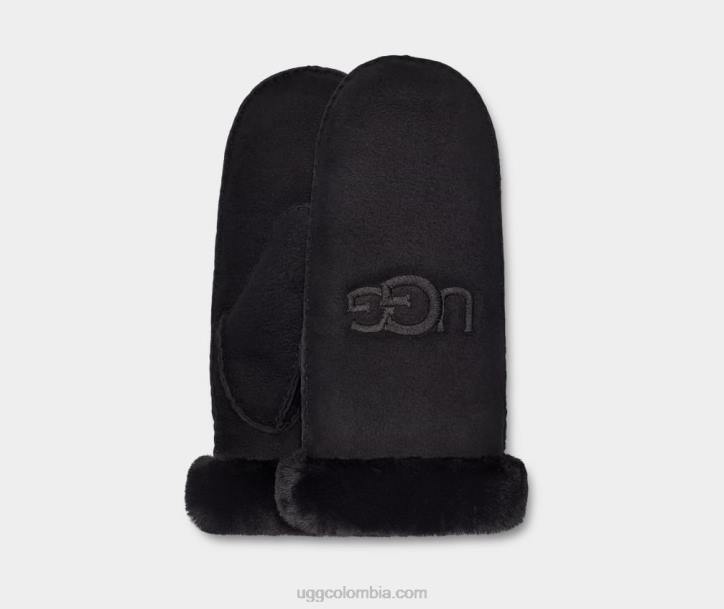 manopla bordada de piel de oveja negro mujer UGG 4VBT1370
