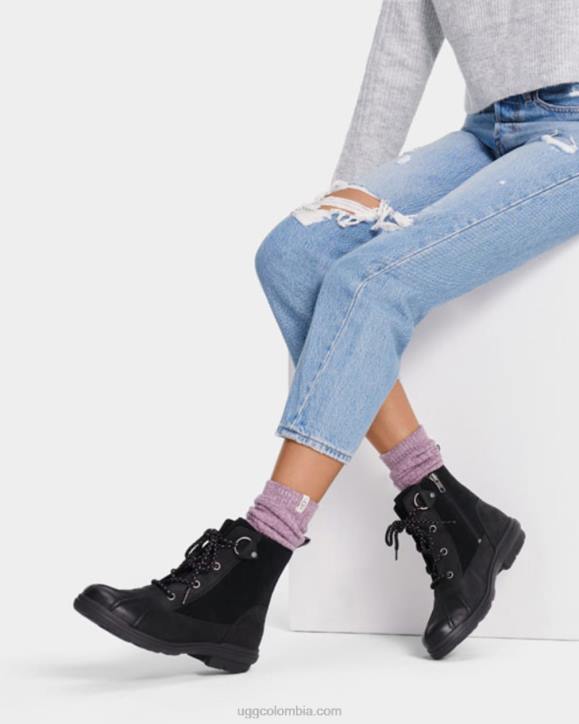 pato habsburgo cuero negro mujer UGG 4VBT735