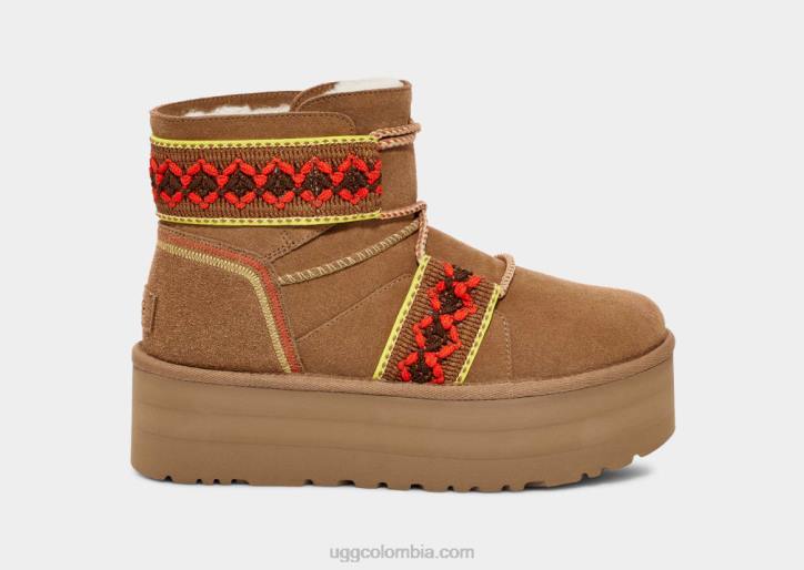 plataforma trenzada clásica mini ii castaña mujer UGG 4VBT2134