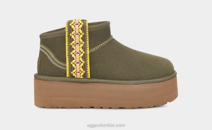 plataforma ultra mini trenza clásica aceituna quemada mujer UGG 4VBT658