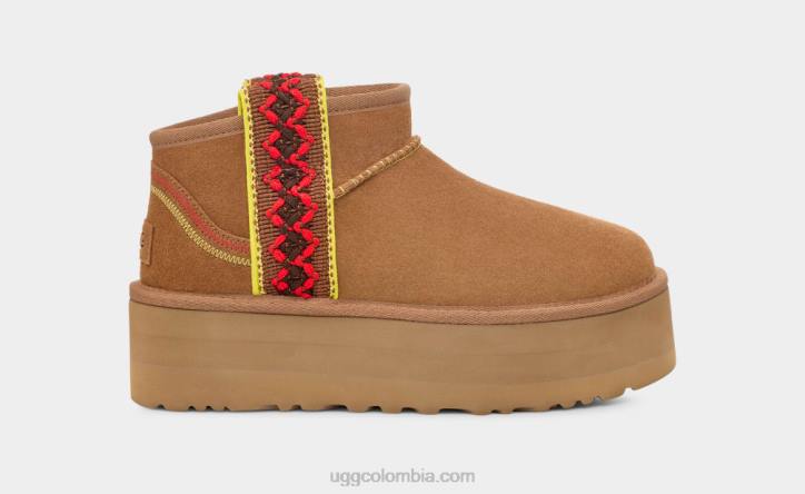 plataforma ultra mini trenza clásica castaña mujer UGG 4VBT656