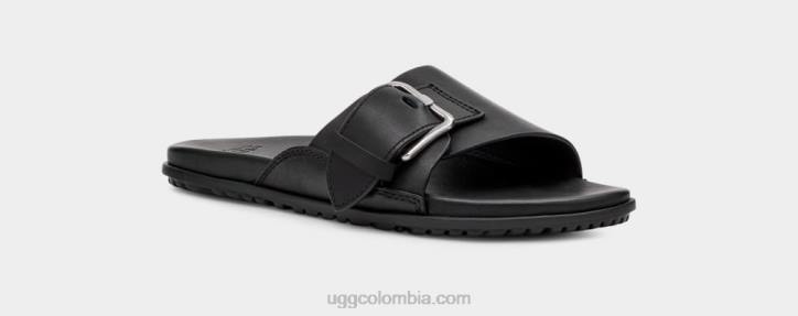 chanclas con hebilla solivan cuero negro mujer UGG 4VBT64