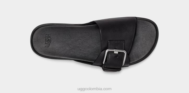 chanclas con hebilla solivan cuero negro mujer UGG 4VBT64