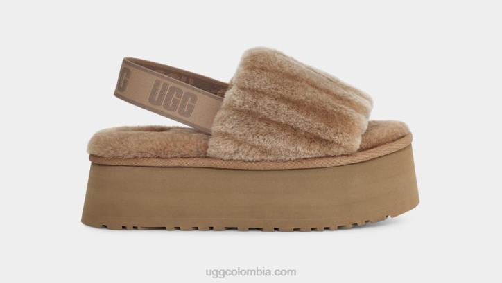 chanclas disco sherpa de pana castaña mujer UGG 4VBT55