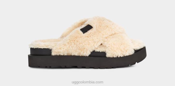 tobogán cruzado de azúcar fuzz natural/negro mujer UGG 4VBT477