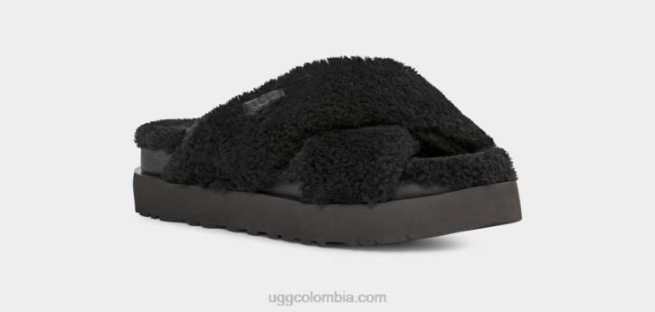 tobogán cruzado de azúcar fuzz negro mujer UGG 4VBT476