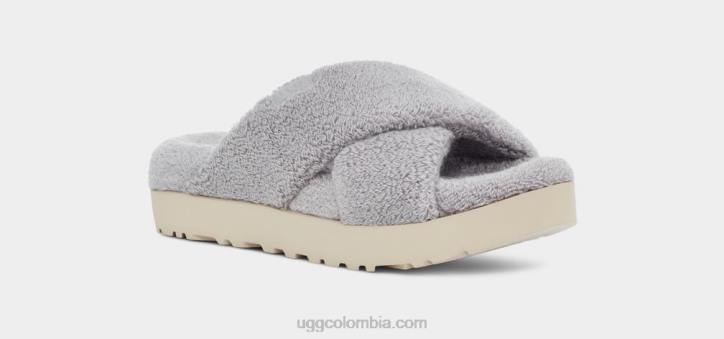 tobogán cruzado fuzz sugar terry gris metalizado mujer UGG 4VBT822