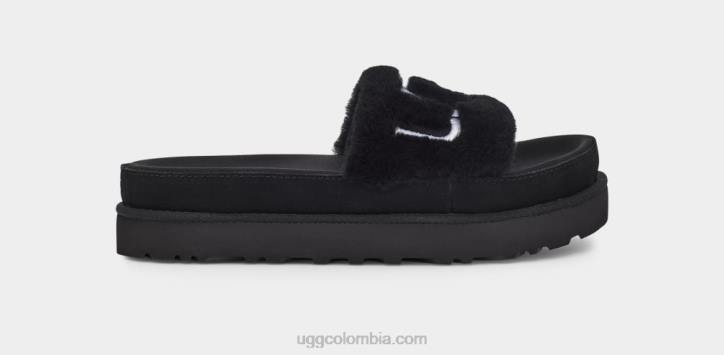 tobogán de pelo latón negro mujer UGG 4VBT829