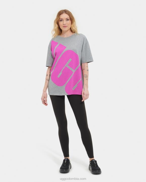 camiseta con logo jacqueline gris jaspeado/rosa chicloso mujer UGG 4VBT2264