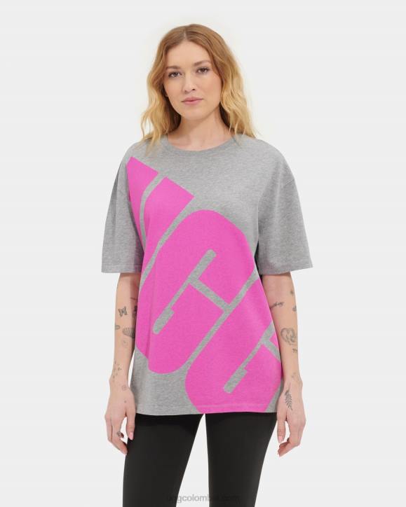 camiseta con logo jacqueline gris jaspeado/rosa chicloso mujer UGG 4VBT2264