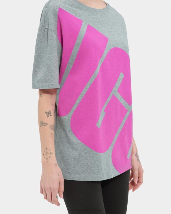 camiseta con logo jacqueline gris jaspeado/rosa chicloso mujer UGG 4VBT2264