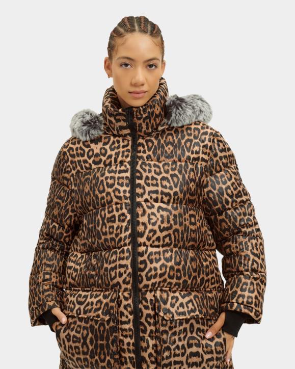 chamarra acolchada de largo medio Ozzy leopardo mujer UGG 4VBT1178