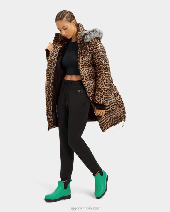 chamarra acolchada de largo medio Ozzy leopardo mujer UGG 4VBT1178