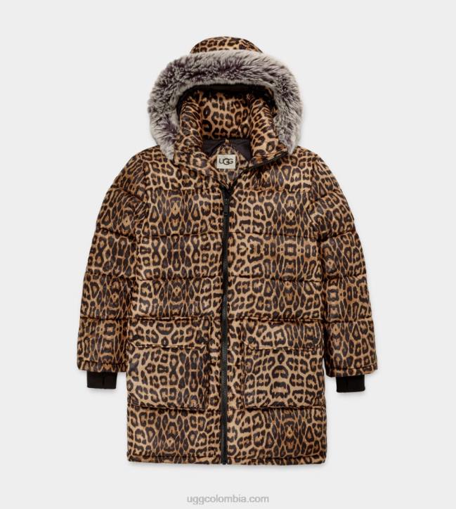 chamarra acolchada de largo medio Ozzy leopardo mujer UGG 4VBT1178