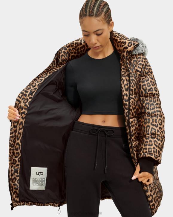 chamarra acolchada de largo medio Ozzy leopardo mujer UGG 4VBT1178