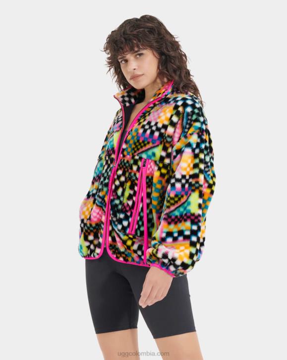 chamarra de piel sintética con estampado de cuadros marlene cheques múltiples negros mujer UGG 4VBT182