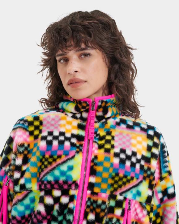 chamarra de piel sintética con estampado de cuadros marlene cheques múltiples negros mujer UGG 4VBT182