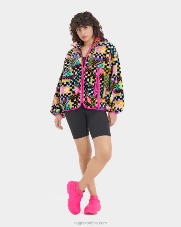 chamarra de piel sintética con estampado de cuadros marlene cheques múltiples negros mujer UGG 4VBT182