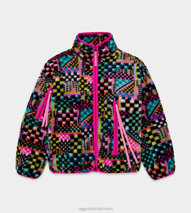 chamarra de piel sintética con estampado de cuadros marlene cheques múltiples negros mujer UGG 4VBT182