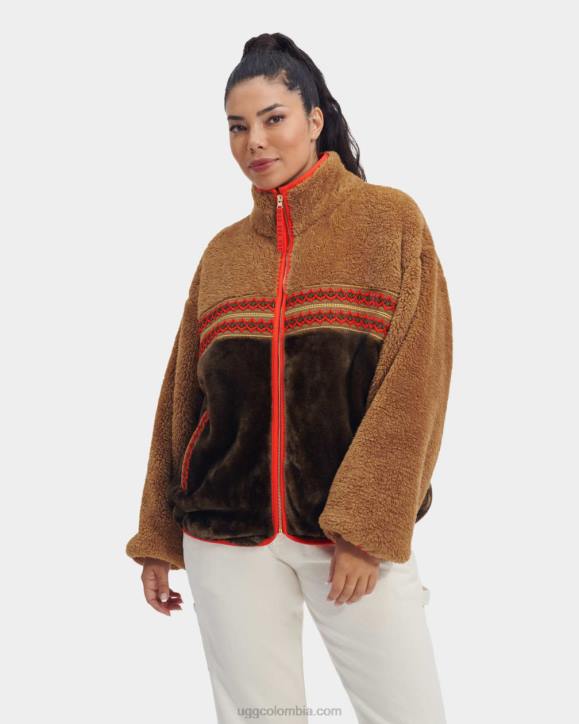 marlene sherpa chaqueta herencia trenza trenza herencia castaña mujer UGG 4VBT2167