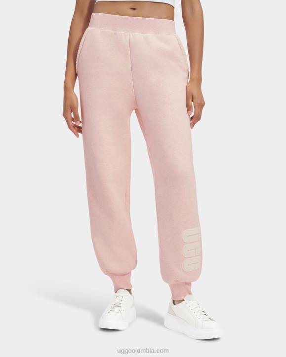logotipo de pantalón de vellón adherido daylin niebla rosa mujer UGG 4VBT1065