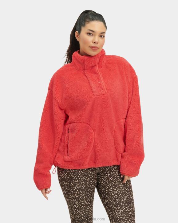 atwell jersey de sherpa con medio broche de presión Baya Roja mujer UGG 4VBT151