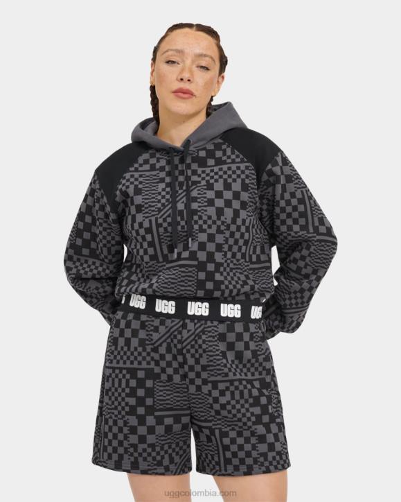 cuadros de sudadera con capucha cortos mallory carbón/cheques negros mujer UGG 4VBT1236