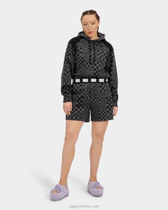 cuadros de sudadera con capucha cortos mallory carbón/cheques negros mujer UGG 4VBT1236