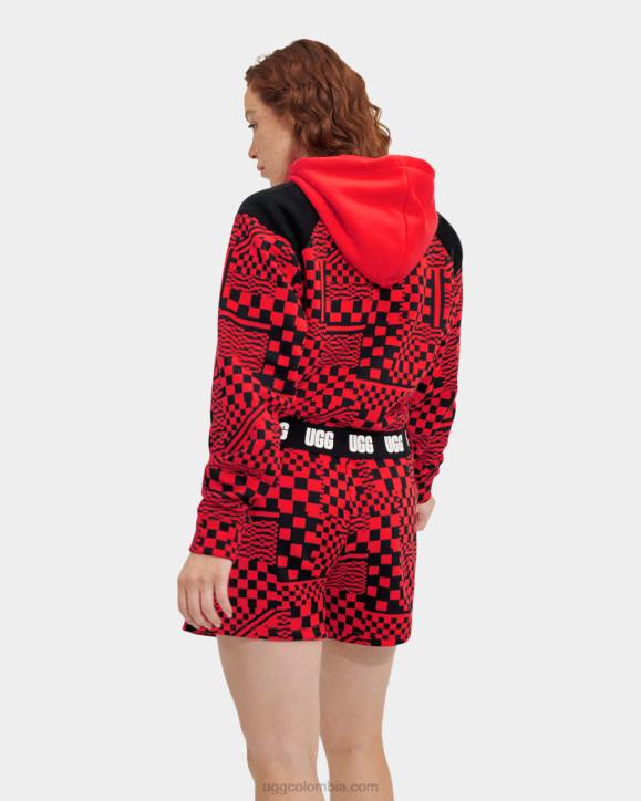 cuadros de sudadera con capucha cortos mallory encendido/cheques negros mujer UGG 4VBT1237