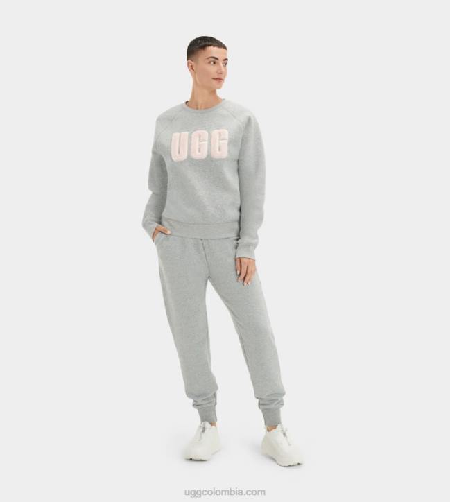 cuello redondo con logo borroso de madeline gris jaspeado/sonora mujer UGG 4VBT1017