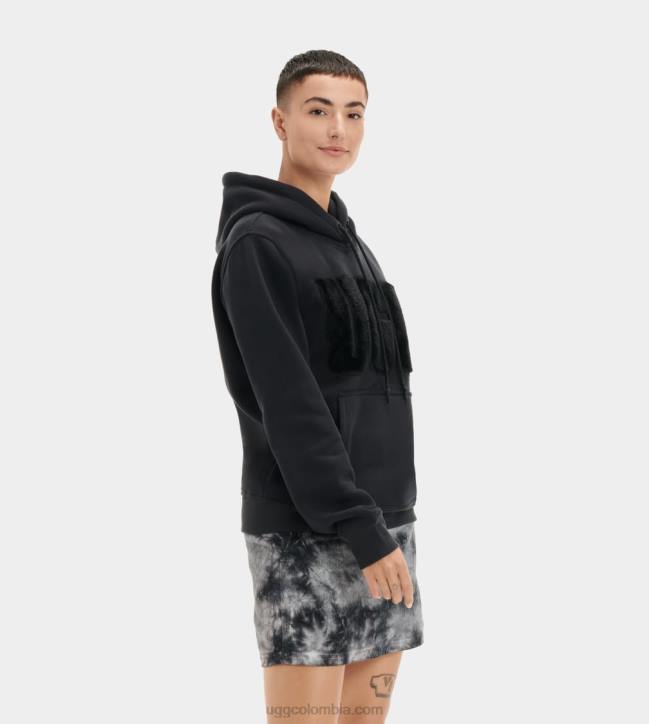 sudadera con capucha y logo fuzzy negro mujer UGG 4VBT903