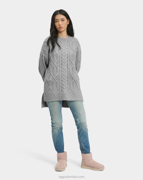 suéter largo de punto de ochos de raelee brezo gris mujer UGG 4VBT158