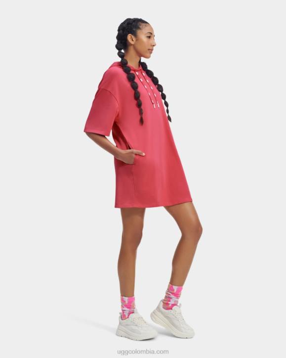 vestido estilo camiseta con capucha kassey rosa rosado mujer UGG 4VBT918