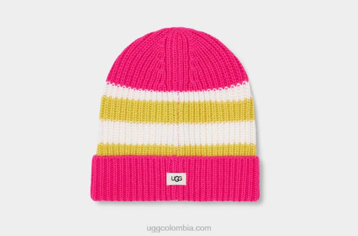 conjunto de gorro y guantes color block rosa neón multicolor niños UGG 4VBT1764